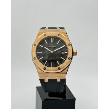 Custom Seiko Mod • Black Rose Gold AP on rubber strap • 41mm